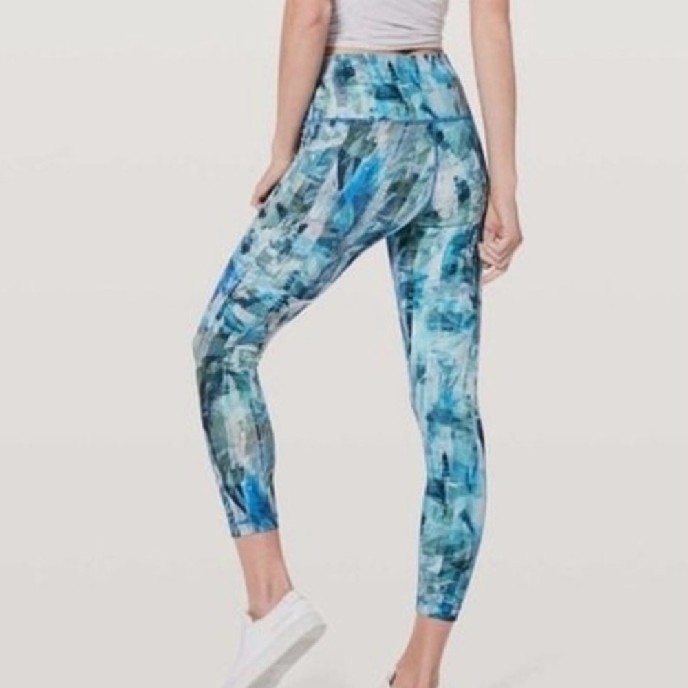 LULULEMON Wunder Under Hi-Rise 7/8 Tight 25" Sun Dazed Multi Blue
